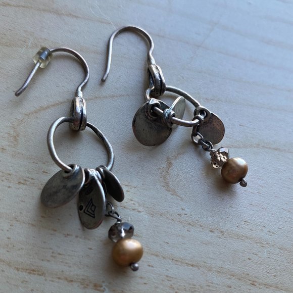 Silpada Sterling silver Smoky Quartz Copper Pearl Dangle Drop W1550 Earrings - Picture 1 of 2